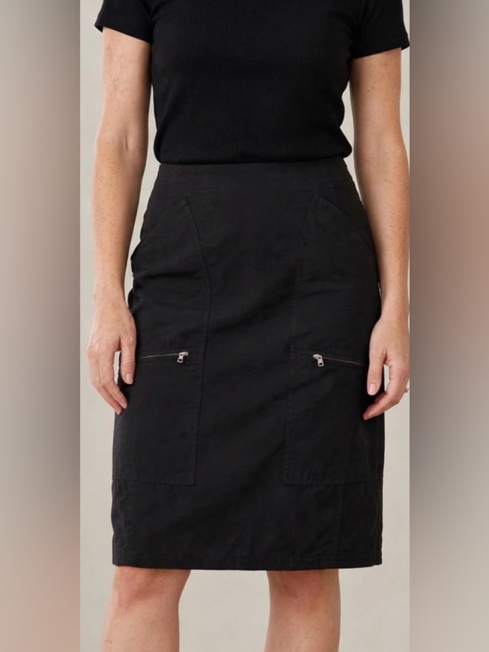 TRANSIT PAR SUCH Black Cotton Blend Utility Pocket Zip Side Midi